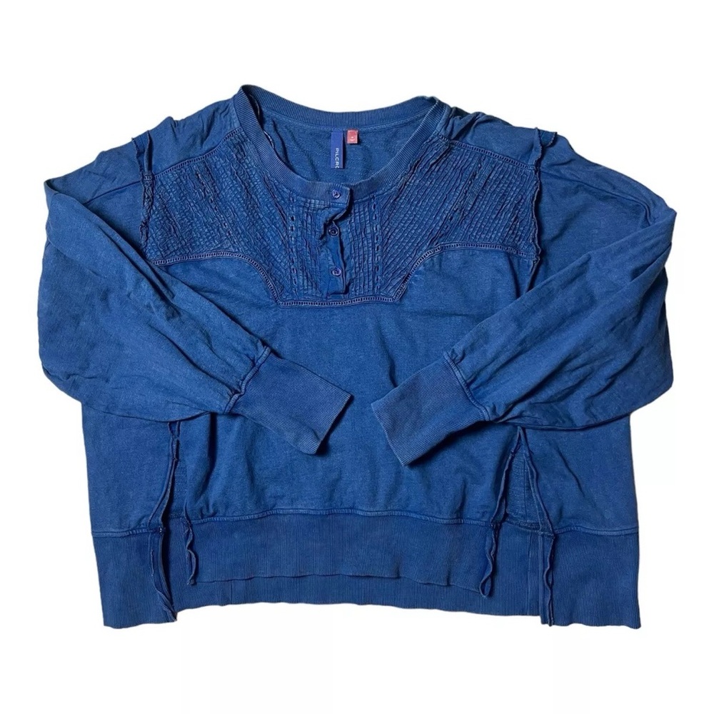 Anthropologie Pilcro Pintuck Sweatshirt Navy Blue Size Medium Casual Oversized
